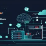 Illustration of AI-driven remediation in IT infrastructure, showing automated issue resolution across cloud and hybrid environments with reduced downtime indicators and unified observability.
