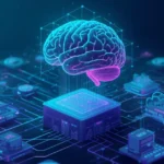 Futuristic AI-powered visualization of autonomous IT operations with cloud, servers, and data streams symbolizing predictive analytics, unified observability, and self-healing systems.